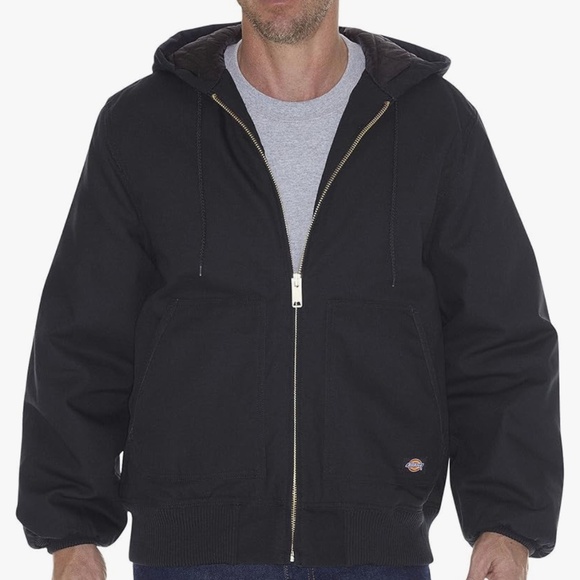 Dickies Men’s Big &Tall Size XL TL Black Coat Rigid Duck Hooded Heavyweight Work - Picture 1 of 12
